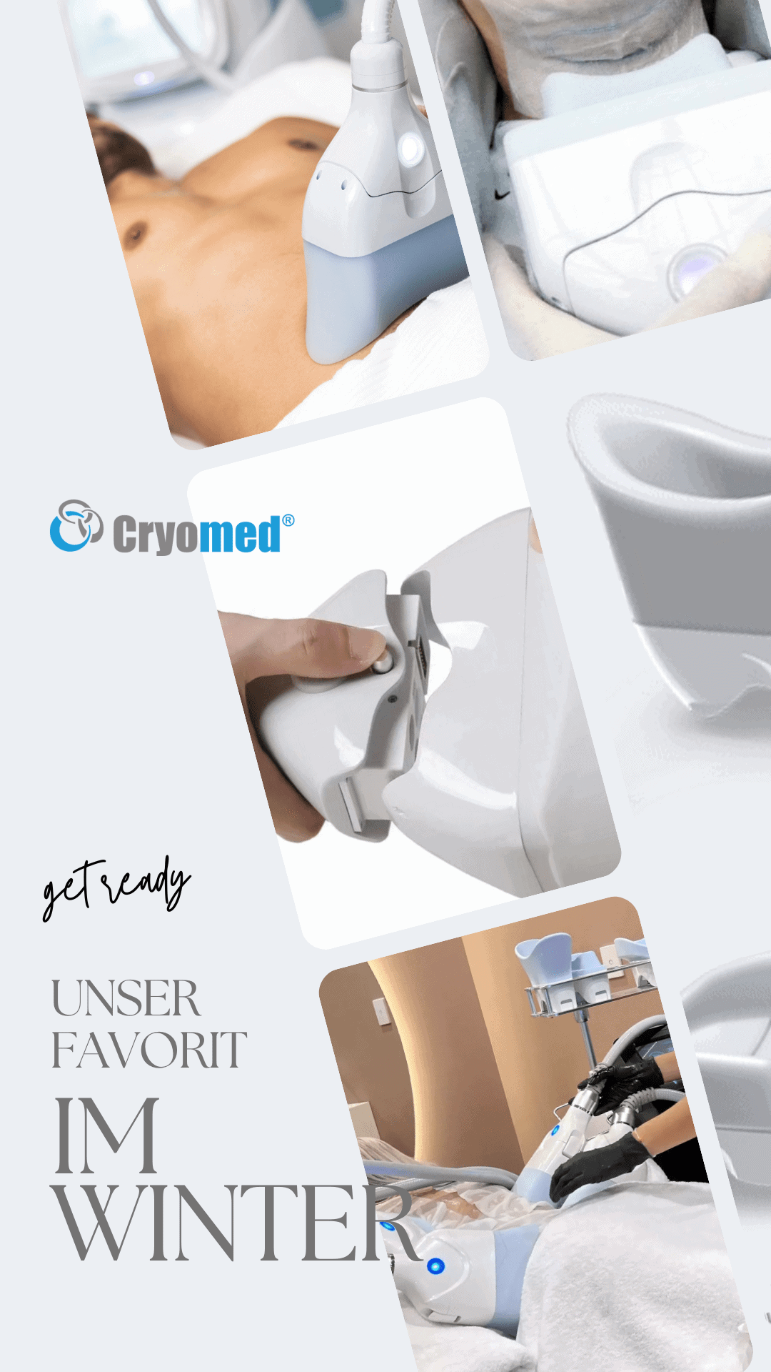 Das Bild zeigt eine Fotocollage, die Funktionsweise von CryoMed®.